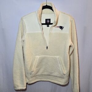 NFL Team Merch NE Pats New England Patriots Faux Sherpa 1/4 Zip Popover, sz S